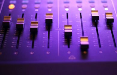 closeup photo of audio mixer