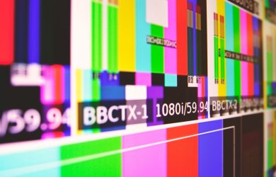 close-up photo of SPMTE color bars