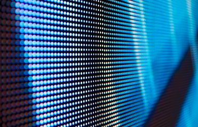 Zbliżenie niebieskiego ekranu LED